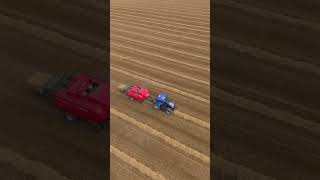 New Holland tractor baling - drone view