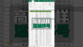 高手这样添加序号的，随便删除一行序号都能自动更新，牛👍#Excel#office办公技巧#办公软件 #职场#文员