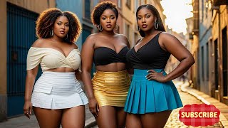 4K AI Lookbook Indian Model Video; Stunning Black Beauty In Pleated Mini Skirts