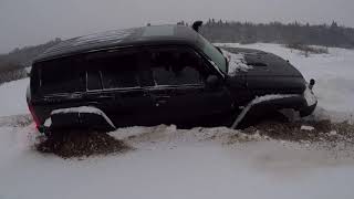 Два Ниссан Патрол на 42 в снегу 22.01.22 Взаимовыручка.