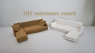 DIY miniature couch using materials from Dollar Tree