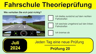 🚘 Führerschein Theorieprüfung Klasse B 🚗 Juli 2024 - Prüfung 20 🎓📚