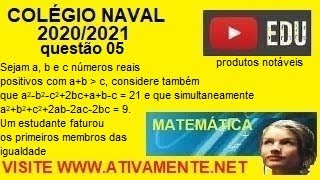 produtos notáveis questão 05 colégio naval 2020 2021 prova amarela