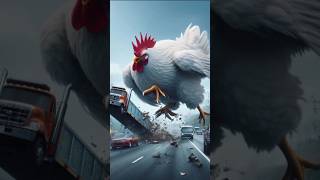 Gigantic hen on highway.#animals #aiart  #catvideos #foryou