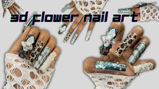 3D Flower Nail Art | Cheetah Print Trendy Alternative Nail Art | 3D Orchid Nails | Nail Piercings