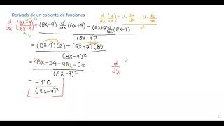 Derivada de un cociente de funciones