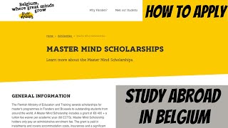 Government of Flanders Master Mind Scholarships for International Students (Study abroad in Belgium)