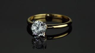 Item 62184 - Round Cubic Zirconia Engagement Ring 1.08 TCW In 18k Yellow Gold Over Sterling Silver