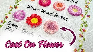 Cast On Stitch for Roses 🪡✨ Embroidery Tutorial | Volumetric Flowers Sampler Page