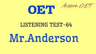 OET LISTENING TEST | MR.Perker & Anderson | #oet #oetlistening #oetexam