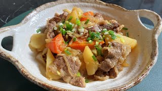 日式家常菜土豆炖牛肉，不放一滴油，口感清爽，味道鲜美｜肉じゃが