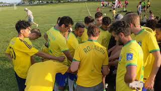 Brazilian team happy and praying after game with England