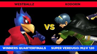 Westballz (Falco) vs. MF | KoDoRiN (Marth) - Winners Quarterfinals | Super Verdugo: M@V 120 SSBM