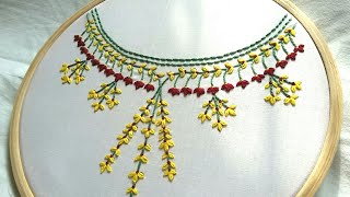 Neckline design, round neckline, very easy for beginners, hand embroidery