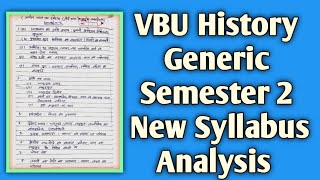 VBU History Generic Semester 2 New Syllabus Analysis | इतिहास जेनरिक सिलेबस सेमेस्टर - 2 🎓