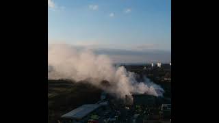 recycle centre in Gateshead on fire Wrekenton. 28/02/21. Drone footage.