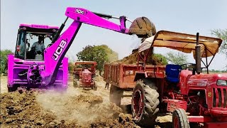 JCB 3dx Backhoe Loading Mud in Mahindra 475 Di tractor JCB water tank khudai work #jcb #farming