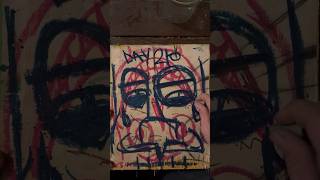 Daily Faces Challenge: Day 210/365- Expressive Oil Pastel Sketch on Wood | Art Timelapse 👁️ #shorts