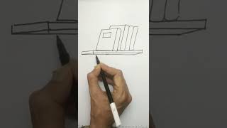 Easy drawing of bookshelf in perspective for beginners