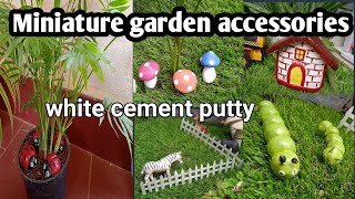 Garden decorations with white cement putty, how to make miniature garden accessories in low cost