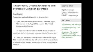 Jamaican descendents RIGHT to get Jamaican CITIZENSHIP and a PASSPORT ( Very Important)