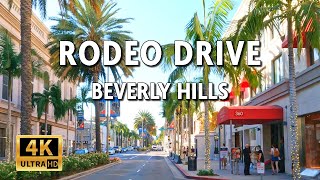 Driving Rodeo Drive, Beverly Hills, California, USA - 4K Video With Live Street Sound