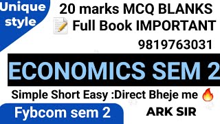 2024 Mcq True/False 20 marks Economics II 2  sem2 FYBCOM MUMBAI UNIVERSITY IDOL EXAM  ARK sir Eco