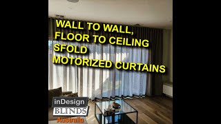 Wall to wall, floor to ceiling sfold motorized curtains | InDesign Blinds Australia