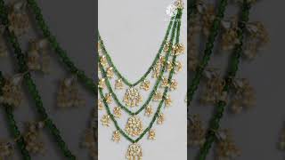 Beautiful green colour necklace set design #trending jewellery #