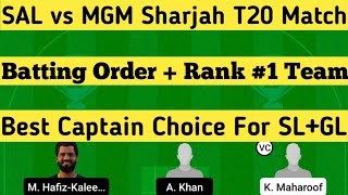 sal vs mgm dream11 team |sal vs mgm sharjah cbfs t20 dream11 team|sal vs mgm dream11 team today