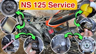 Pulsar NS 125 bs6 normal service, how to NS 125 new model service, Pulsar NS 125 full service