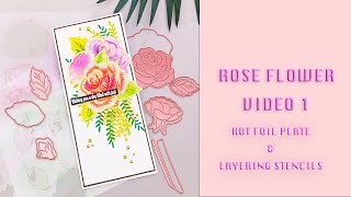 ROSE FLOWER, Hot foil plate with layering stencils - #Alinacutle® #AlinaCraft #handmadecards