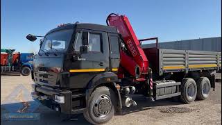 Бортовой Камаз-65115 с КМУ Fassi F245A.0.22 в черном цвете.