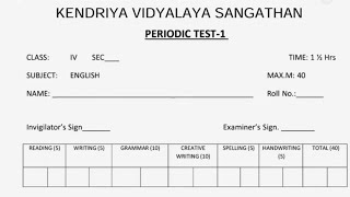 Class 4 English periodic test 1 question paper (2022 - 2023) | Unit test 1