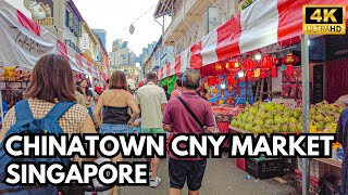 OVER CROWDED Chinatown CNY Market ~ Singapore Walking Tours [4K]