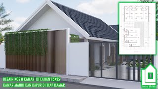 IDE DESAIN KOS 8 KAMAR DI LAHAN 15 x 25