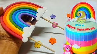 Rainbow Cake Topper...  🌈 ഇത്ര easy ആയിരുന്നോ....|Very Easy Rainbow Topper ..