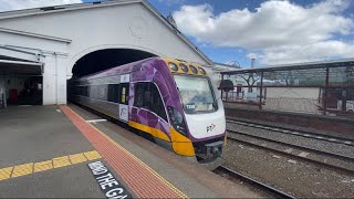 Vlocitys arriving and departing at Ballarat station