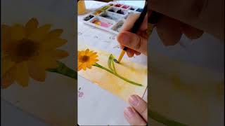 🌻 #shorts #watercolorpainting #sunflower #artartist