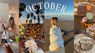 October Days 🍂 | healthy habits, sunrise beach walks + workouts, grocery haul, baking GF sourdough!