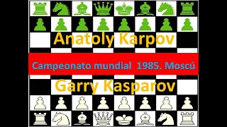 Garry Kasparov (blancas) vs Anatoly Karpov (negras) Campeonato mundial.  Moscú, 1985. Round 44