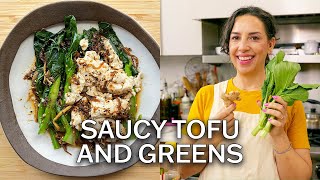 Tofu with Sizzled Ginger and Greens