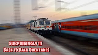 SURPRISINGLY !!! Back to Back Overtakes | Two Tejas Rajdhani Knocks Mahuva Express at 130 Kmph