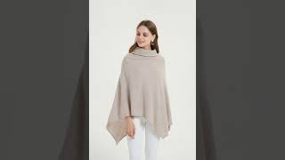 high-end women pure cashmere knitting poncho