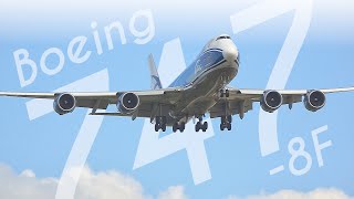 Jumbo Overhead: Boeing 747-8F landing at Leipzig/Halle airport (Germany)