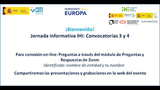 Jornada Informativa IHI: Convocatorias 3 y 4