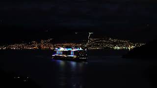 AIDAnova on her way out of Bergen Harbour.