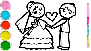 Bride and Groom Drawing, Coloring,Painting For Kids & Toddler || Child Art