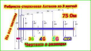 ✅Ребристо стержневая 8 дисковая Антенна на 75 и 50 Ом для всех диапазонов