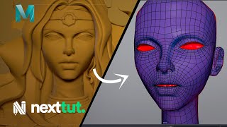 MAYA TUTORIAL | Stylized Head Retopology Workflow - Step by Step